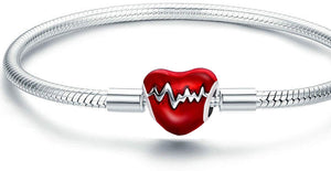 Love Heart ECG & Red Enamel Beads