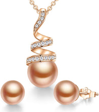 Load image into Gallery viewer, Rose Gold Pearl Necklace Set