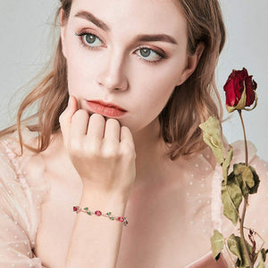 Rose Gold Color Leaf Chain & Link Bracelet