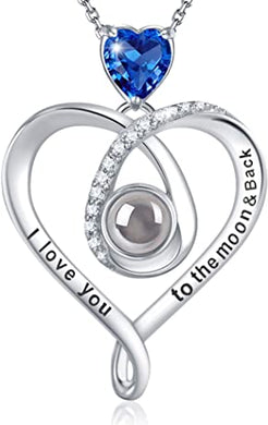I Love You 100 Languages to the Moon and Back Sterling Diamond Necklace