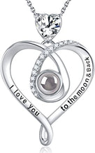 Load image into Gallery viewer, I Love You 100 Languages to the Moon and Back Sterling Diamond Necklace