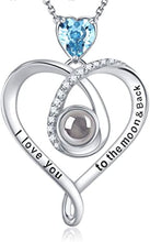 Load image into Gallery viewer, I Love You 100 Languages to the Moon and Back Sterling Diamond Necklace