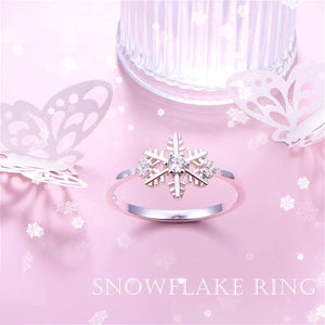 Snowflake" 18K White Gold-Plated Clear Cubic Zirconia Engagement Rings
