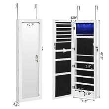 Load image into Gallery viewer, 6 LED Jewelry Cabinet Lockable 47.3&quot; H Wall/Door Mounted Organizer with 2 Mirror Drawers