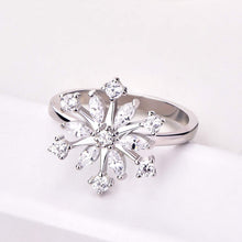 Load image into Gallery viewer, Snowflake&quot; 18K White Gold-Plated Clear Cubic Zirconia Engagement Rings