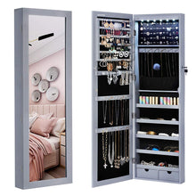 Load image into Gallery viewer, 6 LED Lockable Wall/Door Mounted Jewelry Cabinet Organizer with 2 Mirror Drawers.