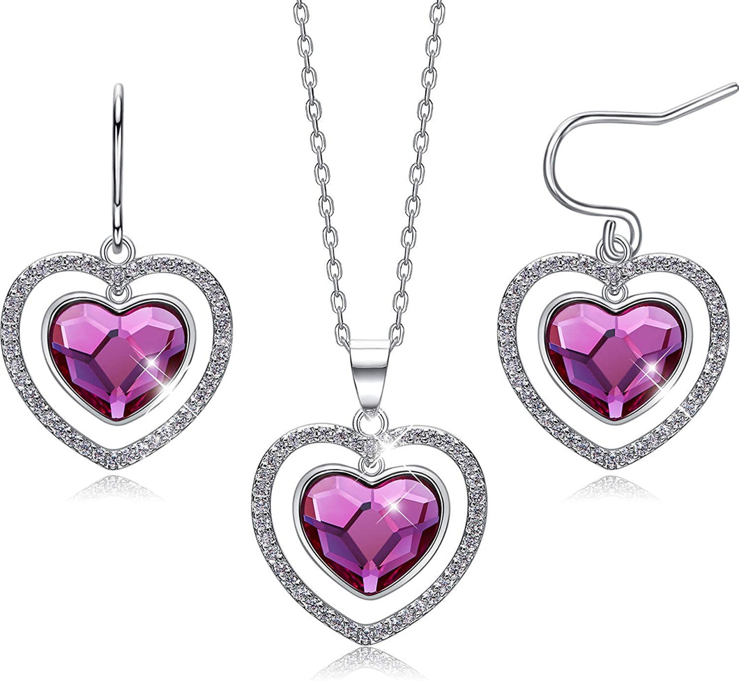 Pink Heart Necklace Set