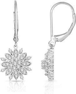 "Snowflake" 18K White Gold-Plated Clear Cubic Zirconia Earring