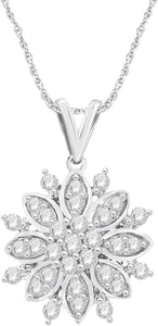 "Snowflake" 18K White Gold-Plated Clear Cubic Zirconia Necklace