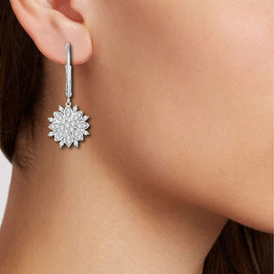 "Snowflake" 18K White Gold-Plated Clear Cubic Zirconia Earring