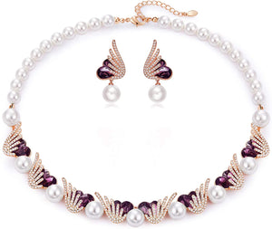 Pearls Rose Gold Necklace Set