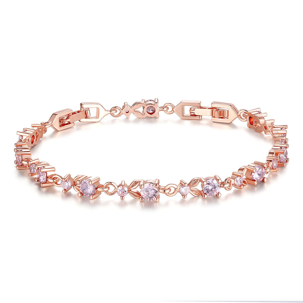 Sparkling Luxury Slender Rose Gold Plated Bracelet