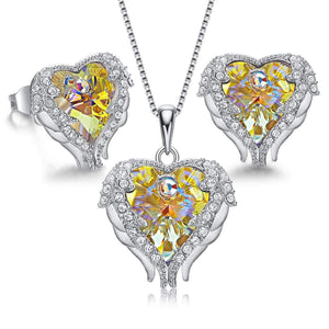 Angel Wing Heart Necklace Set.