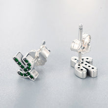 Load image into Gallery viewer, Green Cactus Crystal Stud Earrings