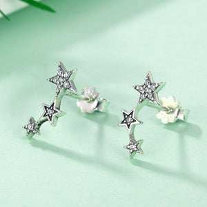 Sparkling CZ Stackable Star Stud Earrings