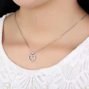 Sparkling Crafted Open Heart Love Pendant Necklace