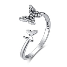 Load image into Gallery viewer, Dazzling Cubic Zircon Butterfly Silver Open Finger Ring