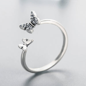 Dazzling Cubic Zircon Butterfly Silver Open Finger Ring