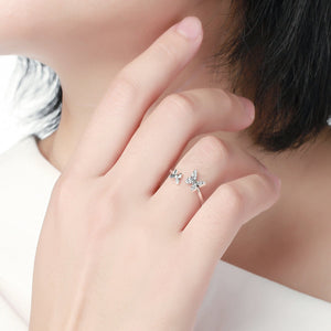 Dazzling Cubic Zircon Butterfly Silver Open Finger Ring